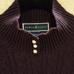 💥Karen Scott Cable Knit Pearl Button Sweater XS